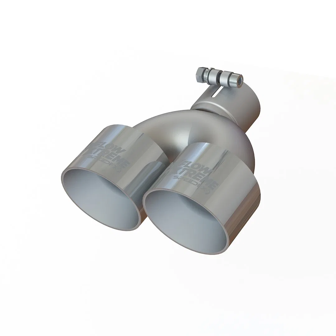 TP022540 – SPEEDFX Exhaust Tail Pipe Tip, 2-1/2 Inch Inlet 4 Inch Outlet 304 Stainless Steel Dual Round Dual Angle Cu...